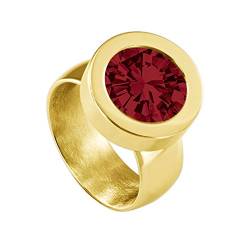 Quiges Wechselring Gold Ring Edelstahl 12mm Mini Coin Halter und Zirkonia Coin Rot in Größe 19mm von Quiges