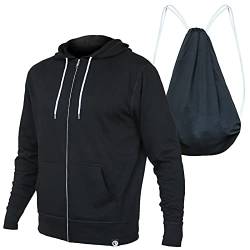 Quikflip 2-in-1 Wende-Rucksack Hoodie (wie auf SHARK TANK) Unisex Full Zip Hero Hoodie Lite, schwarz, M von Quikflip