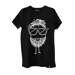 Quipster T-Shirt Beard – Kurzarm-Shirt mit Rundhalsausschnitt & lustigem Motiv für Damen & Herren – 100% Baumwolle – Schwarz XXL von Quipster