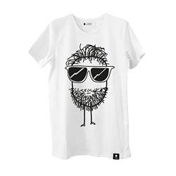 Quipster T-Shirt Beard – Kurzarm-Shirt mit Rundhalsausschnitt & lustigem Motiv für Damen & Herren – 100% Baumwolle – Weiß S von Quipster