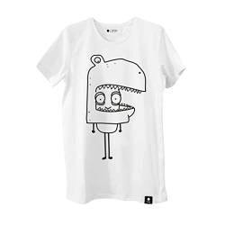 Quipster T-Shirt Dino – Kurzarm-Shirt mit Rundhalsausschnitt & lustigem Motiv für Damen & Herren – 100% Baumwolle – Weiß S von Quipster