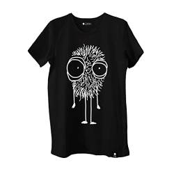 Quipster T-Shirt Fluffy – Kurzarm-Shirt mit Rundhalsausschnitt & lustigem Motiv für Damen & Herren – 100% Baumwolle – Schwarz S von Quipster