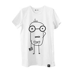 Quipster T-Shirt Nerd – Kurzarm-Shirt mit Rundhalsausschnitt & lustigem Motiv für Damen & Herren – 100% Baumwolle – Weiß M von Quipster