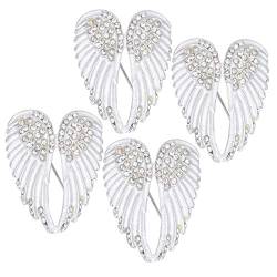 Qukaim Brosche Diamant Engelsflügel Brosche Pins Set von 4 Stück Cute Fashion Revers Mantel Abzeichen Zubehör Weiß, 60_x_180_cm, Zn-Fe-Legierung von Qukaim