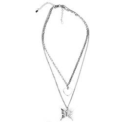 Qukaim Halskette mit Anhänger, Edelstahl, Schlüsselbein-Halsketten mit Herz-Schmetterling-Anhänger, 2 Stück, Hip-Hop-Stil, Kettenzubehör für Damen, 60_x_180_cm, Edelstahl (das Produkt besteht aus von Qukaim