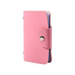 Qukaim Kartenetui PU Leder Visitenkartenhalter Wallet Pink 24 Kartenfächer, mehrfarbig, 60_x_180_cm von Qukaim
