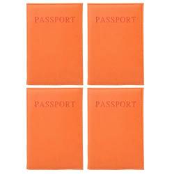 Qukaim Reisepasshülle mit stilvollem Design, einfarbig, wasserdicht, für Reisen, Business, Outdoor, Orange, 4 Stück, mehrfarbig von Qukaim