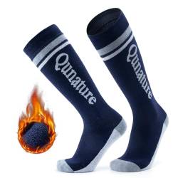 Qunature Skisocken Damen/Herren Thermosocken 1 Paar Merino Skistrümpfe Warme Atmungsaktive Thermo Ski-Socken für Winter-Sports Skifahren, Snowboarden, Skaten Fußgröße 37-42 Dunkelblau S/M von Qunature