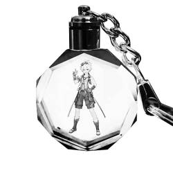 Quniao Anime Spiele Genshin Impact Schlüsselanhänger Spielcharakter Kristallglas Schlüsselanhänger Geschenk Genshin Anime Anhänger Dekoration (C-3) von Quniao