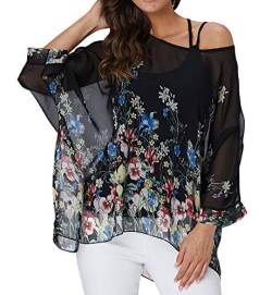 Qunsia Damen Chiffon Caftan Poncho Tunika Top Cover Up Batwing Bluse, Z-4326, Einheitsgröße von Qunsia