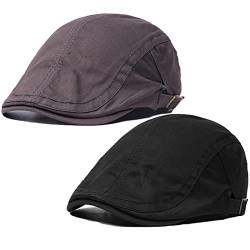 Qunson Flache Baumwolle Newsboy Cap Ivy Gatsby Cabbie Hüte für Männer Frauen, 2er-Packung, Einheitsgröße von Qunson