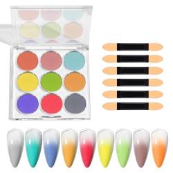 Qurygin Nagelglitzerpulver, Chromnagelpulver | 9 Farben Chrom-Nagelglitzer-Nagelkunst-Puder-Set | DIY-Nageldekoration, glänzendes, magisches Spiegel-Finish, Kunst-Farbverlauf, Regenbogen-Nagelglitter von Qurygin