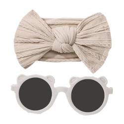Qutalmi Baby-Stirnbänder mit Schleifen, Baby-Stirnbänder für Mädchen mit Schleifen - Kopfbedeckungsbrillen-Set für Kinder | Baby-Mädchen-Schleifen-Stirnband-Sonnenbrillen-Set, niedliche von Qutalmi