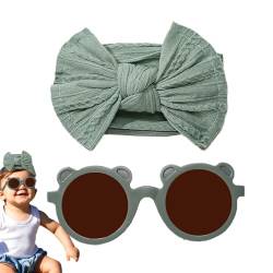 Qutalmi Stirnbandschleifen für Babys, Neugeborenen-Stirnbandschleifen,Brillen und Stirnbänder für Babys | Baby-Mädchen-Schleifen-Stirnband-Sonnenbrillen-Set, Nylon-Haarbänder, Schleife, elastisches von Qutalmi