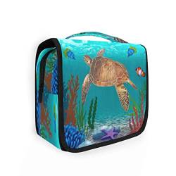 Ocean Sea Animal Turtle Fish Hängende Kulturtasche für Damen Herren, tragbare Make-up-Tasche, Organizer, Kosmetiktasche für Geldbörse, wasserdichte Reiseutensilien, große Kulturtasche für Kinder und Mädchen, Mehrfarbig, Einheitsgröße von Quteprint