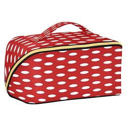 Quteprint Rhombus Kosmetiktasche, Rot, gepunktet, große Kapazität, Reise-Make-up-Tasche für Damen, Mädchen, Damen, tragbare Kulturtasche mit Griff, multifunktionaler Aufbewahrungs-Organizer, Mehrfarbig/Meereswellen (Ocean Tides), Einheitsgröße von Quteprint