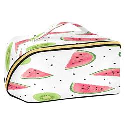 Quteprint Rhombus Kosmetiktasche, Sommer Wassermelone Kiwi große Kapazität Reise Make-up Tasche für Frauen Mädchen Damen Tragbare Kulturtasche mit Griff Multifunktionaler Aufbewahrungs-Organizer, Mehrfarbig/Meereswellen (Ocean Tides), Einheitsgröße von Quteprint