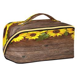 Quteprint Rhombus Kosmetiktasche, florales Sonnenblumen-Holz, Sommer, große Kapazität, Reise-Make-up-Tasche für Frauen, Mädchen, Damen, tragbare Kulturtasche mit Griff, multifunktionaler Aufbewahrungs-Organizer, Mehrfarbig/Meereswellen (Ocean Tides), Einheitsgröße von Quteprint