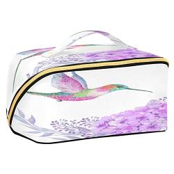 Rhombus Kosmetiktasche, Frühlingsblumen, Kolibri, große Kapazität, Reise-Make-up-Tasche für Frauen, Mädchen, Damen, tragbare Kulturtasche mit Griff, multifunktionaler Aufbewahrungs-Organizer, Mehrfarbig/Meereswellen (Ocean Tides), Einheitsgröße von Quteprint