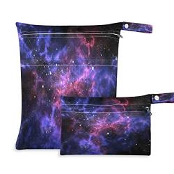 Universe Galaxy Star Space Wiederverwendbare Nass-Trockenbeutel für Baby-Stoffwindeln mit 2 Reißverschlusstaschen, wasserdichte Reisetasche, Strand, Pool, Turnbeutel für nasse Badeanzüge, Kosmetikartikel, Schwimmbeutel, (2 Stück), Mehrfarbig, one size, Modern von Quteprint