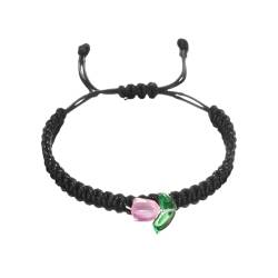 Quzente Schnurarmband,Blumenarmband - String Flower Tulpe Gewebte Armbänder,Verstellbares Bohemian-Armband mit Perlen für Teenager-Mädchen von Quzente