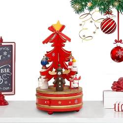 Quzente Weihnachtsspieldosen, Weihnachtsthema Holz-Tischdekoration mit Musik, Pädagogische Spieluhr, niedliche Spielfigur für Hochzeit, Kinder von Quzente
