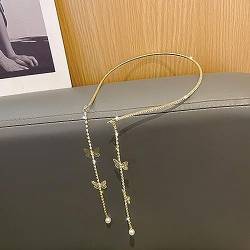 Perle Schmetterling Quaste Stirnband Für Frauen Kristall Strass Handgemachte Hochzeit Kopfschmuck Stirnband WomanHair Zubehör von Qxiao