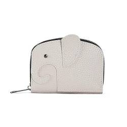 Qxiao 2024 New Japanese Creative Ins Style Cute Little Elephant Zipper Wallet Women Fresh and Compact Leather Coin Purse Cute Wallet, grau, A von Qxiao