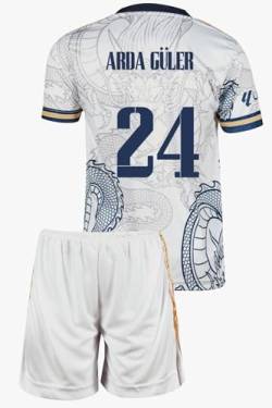 Qycksouth Madrid Arda Guler Weiss Drachen Fußball Kinder Trikot,Spezieller Entwurf, Fussball, Limitierte Auflage, Beschränkte Auflage, Kommen Sie mit Shorts (152,Weiss) von Qycksouth