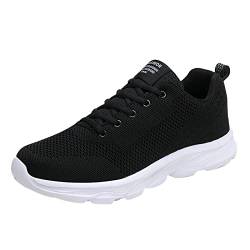 Herren Laufschuhe Schwarz Tennis Turnschuhe Anti-Rutsch Schnürer Walkingschuhe Mesh Atmungsaktiv Leicht Rutschfest Stoßdämpfend Sneakers Outdoor Fitness Jogging Sportschuhe Barfuß Haut, weiß, 42.5 EU von QzSSbii