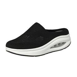 QzSSbii Damenschuhe Einfarbig Freizeitschuhe Hohl Atmungsaktiv Mode Flach Keine Ferse Schaukelschuhe Turnschuhe Schuhe Hinten Offen Damen (Black, 37) von QzSSbii