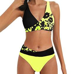 QzSSbii Digital Armbanduhr Wasserdicht und zweiteiligem Tankini-Set für Damen Langarm Camp (Yellow, M) von QzSSbii