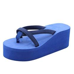 QzSSbii Keilabsatz Schuhe Damen Sexy -Sandalen mit Drei-Legge-Damen-Pantoffel für Frauen Ausgefallene Schuhe Damen (Blue, 35) von QzSSbii