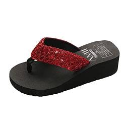 QzSSbii Schuhe Damen Sneaker Gelb Gr. 36 Sandalen-Pantoffel für innen & außen Winter Damenschuhe (Red, 39) von QzSSbii