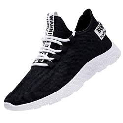 Schuhe für Herren, Schnürschuhe, Tennisschuhe, hohe Traktionssohle, Trainingsschuhe, atmungsaktiv, leicht, stoßdämpfend, modisch, für den Außenbereich, flache Schuhe zum Joggen, Schwarz , 40 2/3 EU von QzSSbii