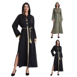 Abaya Muslim Damen，Gebetskleidung Muslimische Kleider Arabisch Robe Gebetskleid Ramadan Maxikleider Freizeitkleid Langärmligrobe Hijab Kleid Jilbab Sommerkleid Burka Islamische Kleider Türkische von Qzeanxy