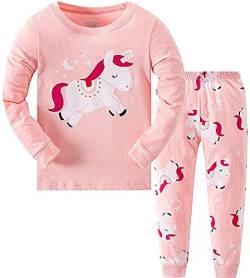 Qzrnly Mädchen Schlafanzug Giraffe Baumwolle Kinder Langarm Pyjama,Unicorn,7 Jahre von Qzrnly