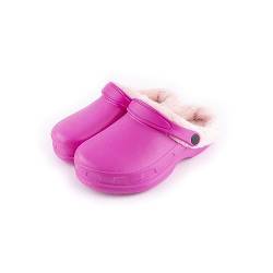 R-ISLAND Clog Classic Clogs für Damen, warm gefüttert, wasserdicht, mit rutschfester Sohle, bequem, für Zuhause, Schlafzimmer, Wohnzimmer, Rosa, 40 EU von R-ISLAND