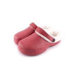 R-ISLAND Clog Classic Clogs für Damen, warm gefüttert, wasserdicht, mit rutschfester Sohle, bequem, für Zuhause, Schlafzimmer, Wohnzimmer, rot, 40 EU von R-ISLAND