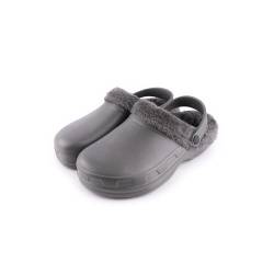 R-ISLAND Clogs Winter-Clogs für Herren, warm gefüttert, Erwachsene, wasserdicht, rutschfest, bequem, perfekt für Zuhause draußen oder drinnen, grau, 45 EU von R-ISLAND