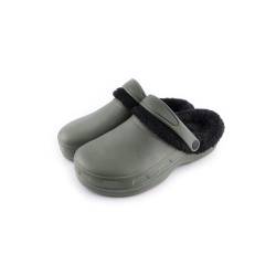 R-ISLAND Clogs Winter-Clogs für Herren, warm gefüttert, Erwachsene, wasserdicht, rutschfest, bequem, perfekt für Zuhause draußen oder drinnen, grün, 45 EU von R-ISLAND