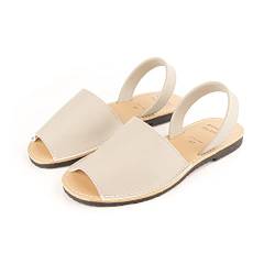 Schuhe für Frauen Menorquinische Frauen Leder Gummisohle, Abarcas Sandalen, (Grau, numeric_36) von R-ISLAND