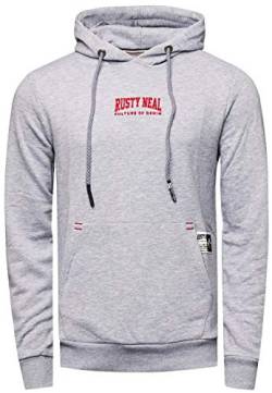 Box Logo Hoodie von Rusty Neal Herren Streetwear Sweater Kapuzenpullover Sweat-Shirt 152, Farbe:Grau, Größe:L von R-Neal