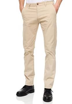 Herren Chinohose Regular Fit Stretch Pants Stoff-Hose mit Reißverschluss 5-Pocket Hose Komfortabler Sitz 233, Farbe:Beige, Hosengröße:31W / 32L von R-Neal