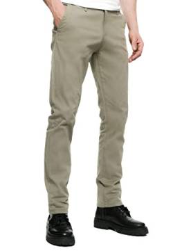 Herren Chinohose Regular Fit Stretch Pants Stoff-Hose mit Reißverschluss 5-Pocket Hose Komfortabler Sitz 233, Farbe:Olive, Hosengröße:34W / 32L von R-Neal