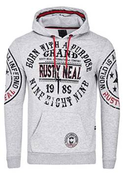 Herren Sweatshirt Rusty Neal Sweatjacke Printed Sweater Sweat-Jacke Kapuzen Pullover Langarm Kapuzenpullover 077/078, Größe:L, 077/078:Grau 078 von R-Neal