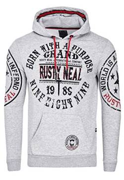 Herren Sweatshirt Rusty Neal Sweatjacke Printed Sweater Sweat-Jacke Kapuzen Pullover Langarm Kapuzenpullover 077/078, Größe:XL, 077/078:Grau 078 von R-Neal