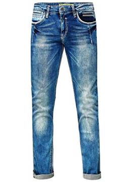 Jeanshose Herren Jeans Hose 'New York' Dicke Naht 'Rusty Neal' Stone-Washed Kontrast Neon, Hosengröße:32W / 34L, Denim Color:8323-29 von R-Neal