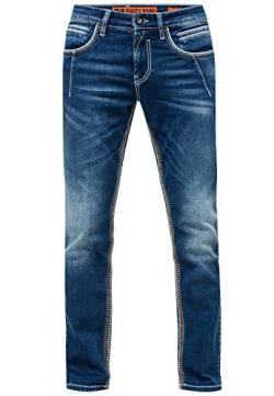 Jeanshose Herren Jeans Hose 'New York' Dicke Naht 'Rusty Neal' Stone-Washed Kontrast Neon, Hosengröße:33W / 34L, Denim Color:8323-49 von R-Neal