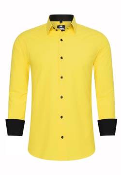 R-Neal Business-Hemd Herren Kontrast Hemd Hochzeit-Hemd Slim Fit Hemden Stretchhemd S - 4XL G44, Farbe:Gelb, Größe:3XL von R-Neal